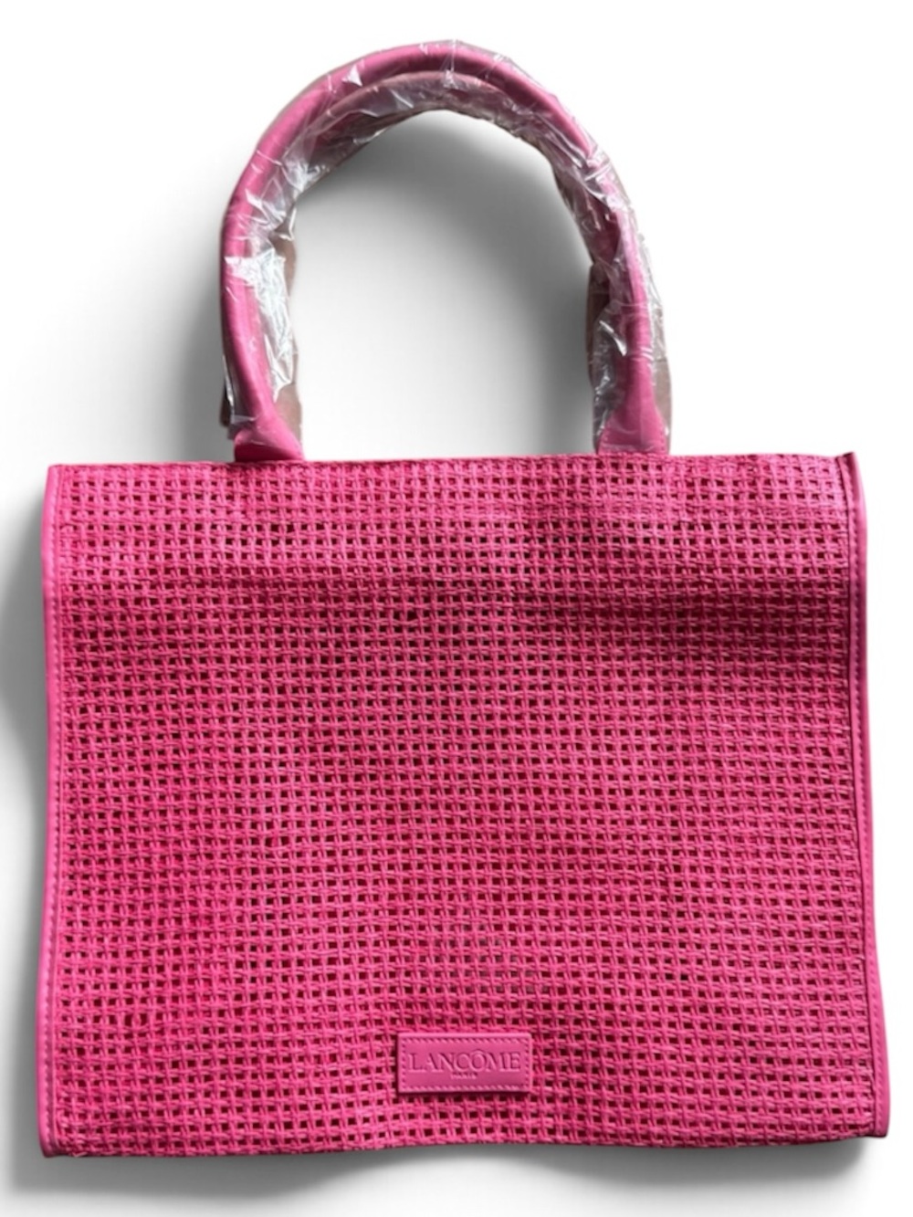 Lancôme Pink Woven Beach Tote Bag - Large Summer Shopper New
